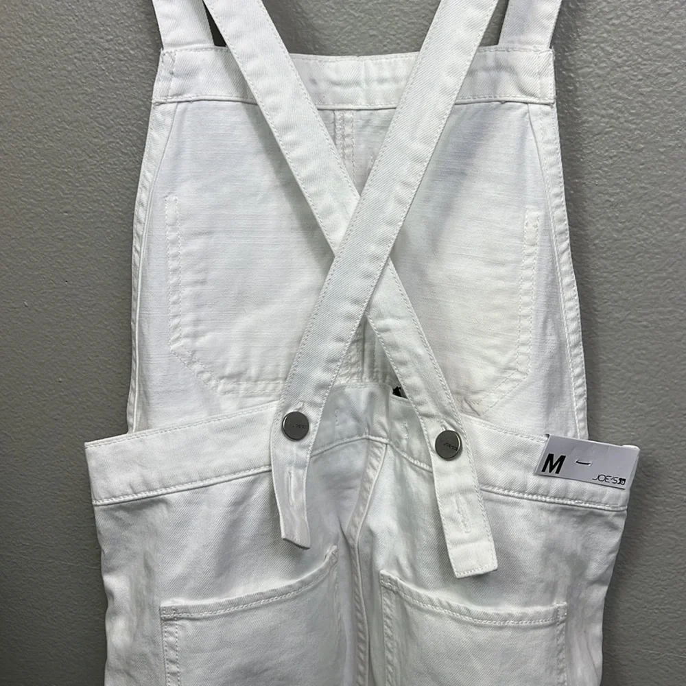NWT Joe’s Jeans Overalls White Medium Raw Hem Straight Leg 100% Cotton Denim - Picture 8 of 13